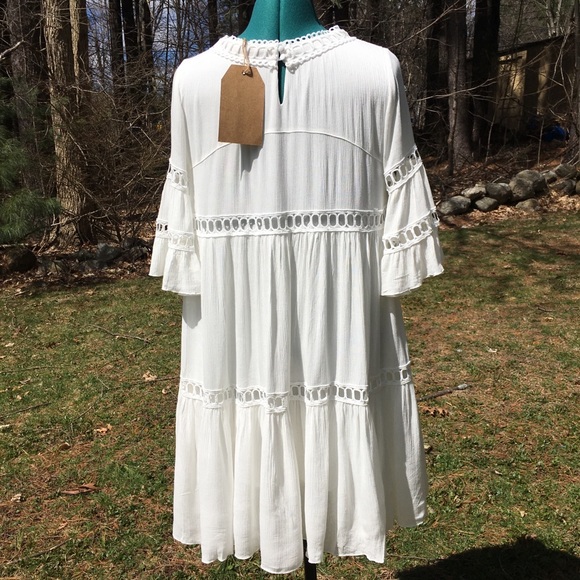 🌸Boho Crochet Lace Trim Babydoll Dress - Picture 7 of 8